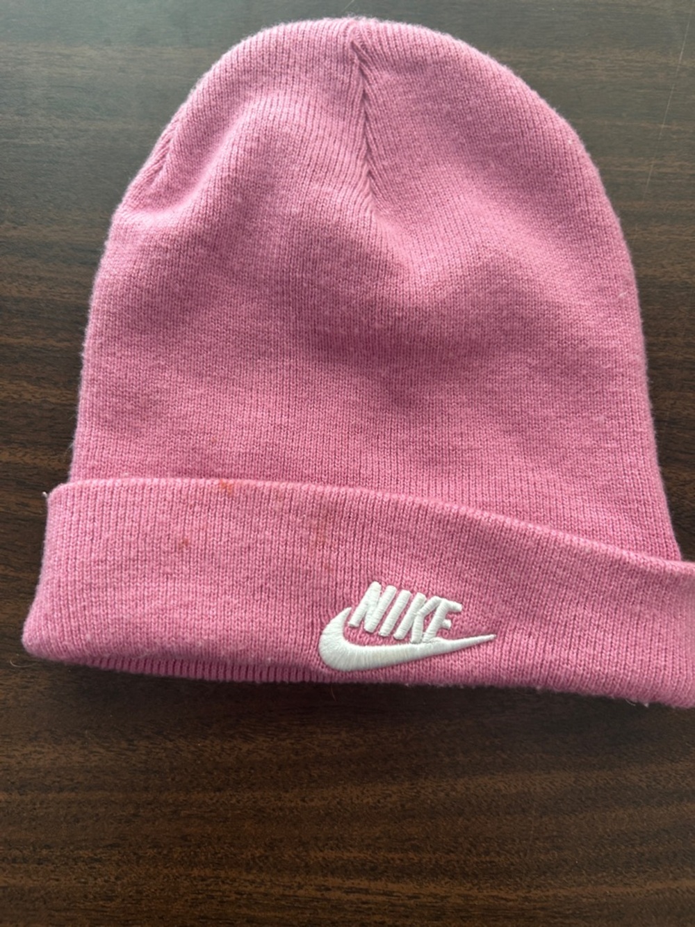 Nike Kids Rose Pink Knit Beanie with White Logo